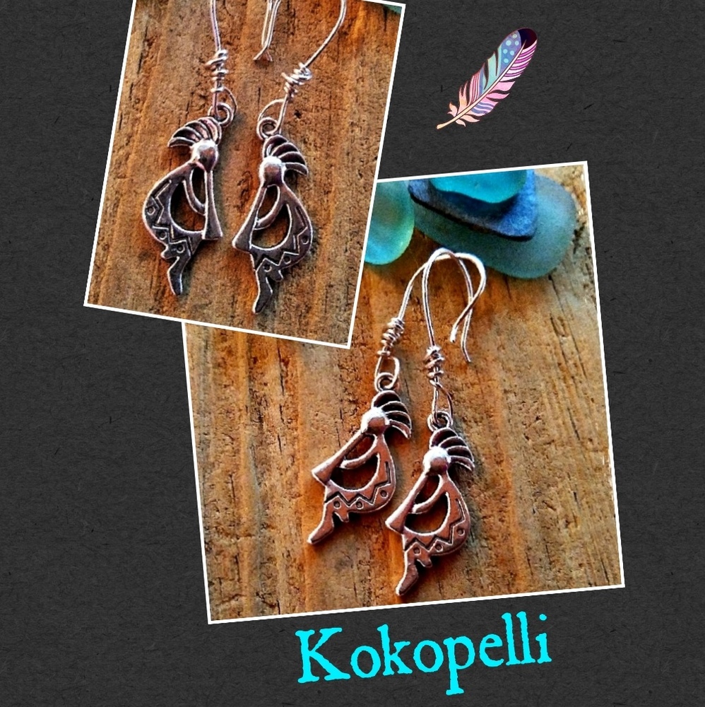 PLAYFUL SOUTHWEST SILVER KOKOPELLI EARRINGS